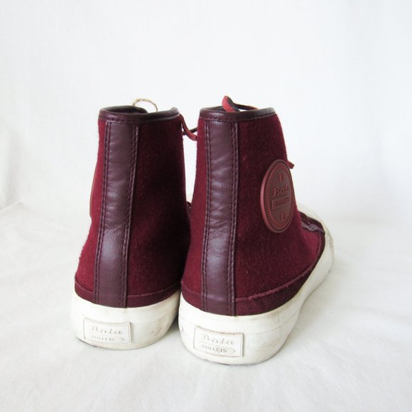 BATA BULLETS Hi Top Wool Leather Sneakers in Maroon Red Size Mens 8, Womens 9 - Picture 5 of 16